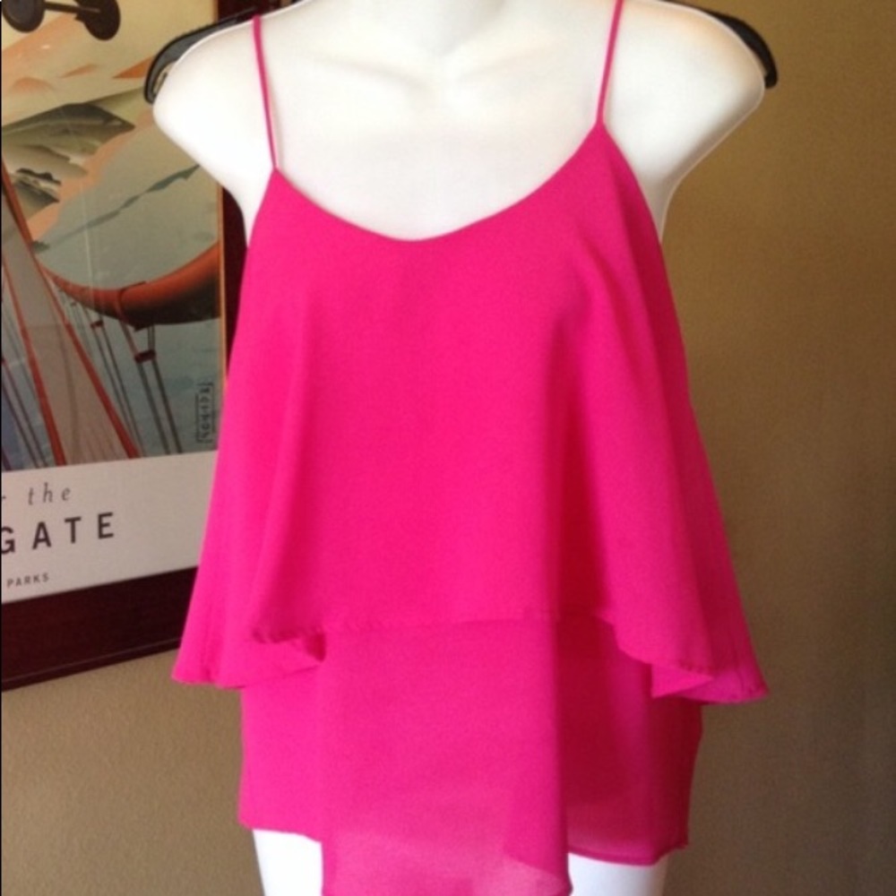 Hot pink layered paper crane tank top
